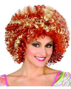 Disco Afro Perücke Blond/rot
