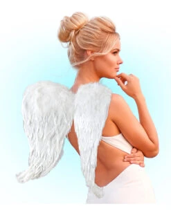 Engelsflügel Mit Weißen Federn 51x46cm -Cosplay-Laden engelsfluegel mit weissen federn white angel wings kostuemfluegel und zuebehoer 52424 4