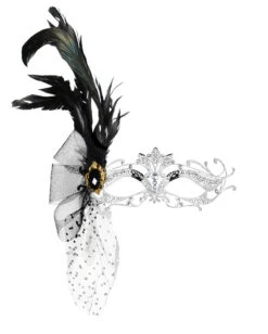 Filigrane Metall-Augenmaske Mit Strass Und Federn