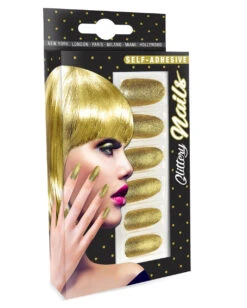 Glitzer Fingernägel Gold 12 St. -Cosplay-Laden gold glitzernde fingernaegel selbstklebende fingernaegel gold gold fingernails self adhesiv 36690 03 2