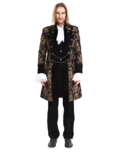 Gothic Aristokrat Herren Mantel Gold Schwarz -Cosplay-Laden gothic aristokrat herrenmantel gold schwarz brokatmuster gothic aristocrat mens coat gothic mantel 39099 3