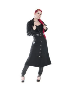 Damenmantel Mit Kunstfellkragen Schwarz