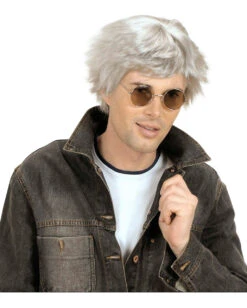 Herrenperücke Andy Platingrau