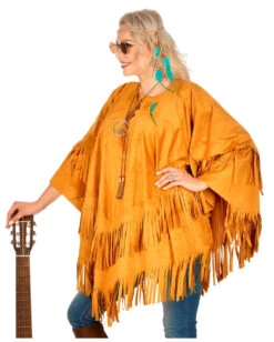 Hippie Poncho Mit Fransen -Cosplay-Laden hippie poncho mit fransen im wildleder look hippie poncho suede look 38519 02