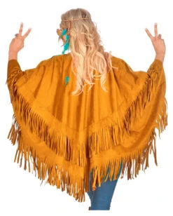 Hippie Poncho Mit Fransen -Cosplay-Laden hippie poncho mit fransen im wildleder look hippie poncho suede look 38519 03