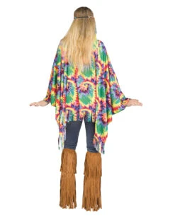 Hippie Poncho Mit Haarband -Cosplay-Laden hippie poncho mit haarband kostuem ueberwurf fuer fasching tie dye hippie poncho 31103 3