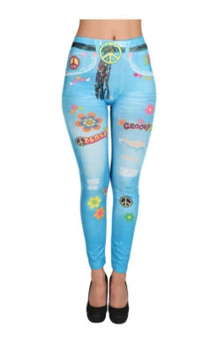 Hippie Leggings Blau Mit Druck