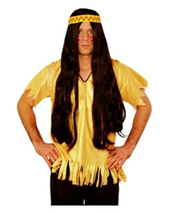 Indianer Perücke Mit Haarband Braun