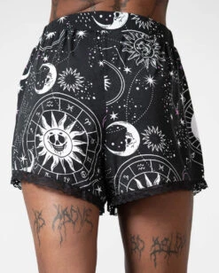 KILLSTAR Cosmos Shorts -Cosplay-Laden killstar cosmos shorts astro print sonne mond sterne shorts gothic shorts gothic accessoires und geschenkideen killstar cosmos shorts 53518 1