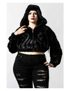 KILLSTAR Starchild Kunstfell Bomber Jacke -Cosplay-Laden killstar starchild kunstfell bomber jacke killstar faux fur bomber jacket gothic fashion 52098 01