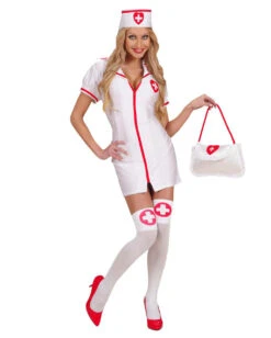 Krankenschwester Handtasche -Cosplay-Laden krankenschwestern handtasche aus satinstoff weisse arzthelferin handtasche mit roter kordel nurse handbag 8802332 3