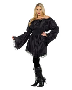 Longshirt Rüschenbluse Schwarz