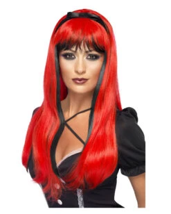 Cosplay Hexe Perücke Rot/schwarz
