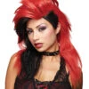 Punk Rock Perücke Rot-schwarz