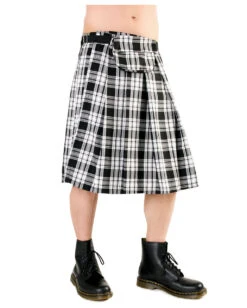 Kurzer Kilt Black Pistol Tartan Schwarz/weiß