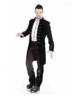 Gothic Aristokrat Herren Mantel Schwarzer Samt -Cosplay-Laden schwarzer gothic aristokrat samt mantel gothic mantel black velvet mens coat gothic mode 54366 03