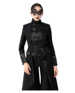 Schwarzer Gothic Damen-Langmantel Mit Spitze -Cosplay-Laden schwarzer gothic damen langmantel black gothic long coat for woman gothic kleidung 54558 04