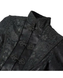 Schwarzer Gothic Damen-Langmantel Mit Spitze -Cosplay-Laden schwarzer gothic damen langmantel black gothic long coat for woman gothic kleidung 54558 05