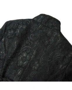 Schwarzer Gothic Damen-Langmantel Mit Spitze -Cosplay-Laden schwarzer gothic damen langmantel black gothic long coat for woman gothic kleidung 54558 06