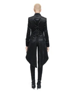 Schwarzer Gothic Damenfrack Mit Schwalbenschwanz -Cosplay-Laden schwarzer gothic damenfrack mit schwalbenschwanz black gothic ladys jackett with tailcoat 54557 03