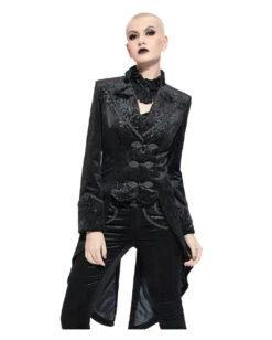 Schwarzer Gothic Damenfrack Mit Schwalbenschwanz -Cosplay-Laden schwarzer gothic damenfrack mit schwalbenschwanz black gothic ladys jackett with tailcoat 54557 04