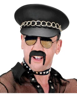 Macker Bart Economy Schwarz -Cosplay-Laden schwarzer schnurrbart macker gangster schnauzbart hippie bart schwarzer bart aus kunsthaar 17379 003