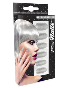 Glitzer Fingernägel Silber 12 St. -Cosplay-Laden silber glitzernde fingernaegel selbstklebende fingernaegel silber silver fingernails self adhesiv 36691 03 1