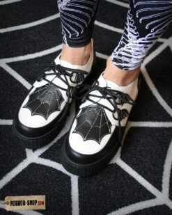 Spiderweb Black And White Creepers Schuhe -Cosplay-Laden spiderweb