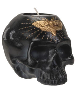 Totenkopf Teelichthalter Mit Totenkopfschwärmer 11cm -Cosplay-Laden totenkopf teelichthalter mit totenkopfschwaermermotte skull tealight holder with skull moth gothic deko 54751 03