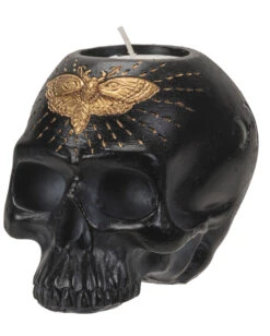 Totenkopf Teelichthalter Mit Totenkopfschwärmer 11cm -Cosplay-Laden totenkopf teelichthalter mit totenkopfschwaermermotte skull tealight holder with skull moth gothic deko 54751 04