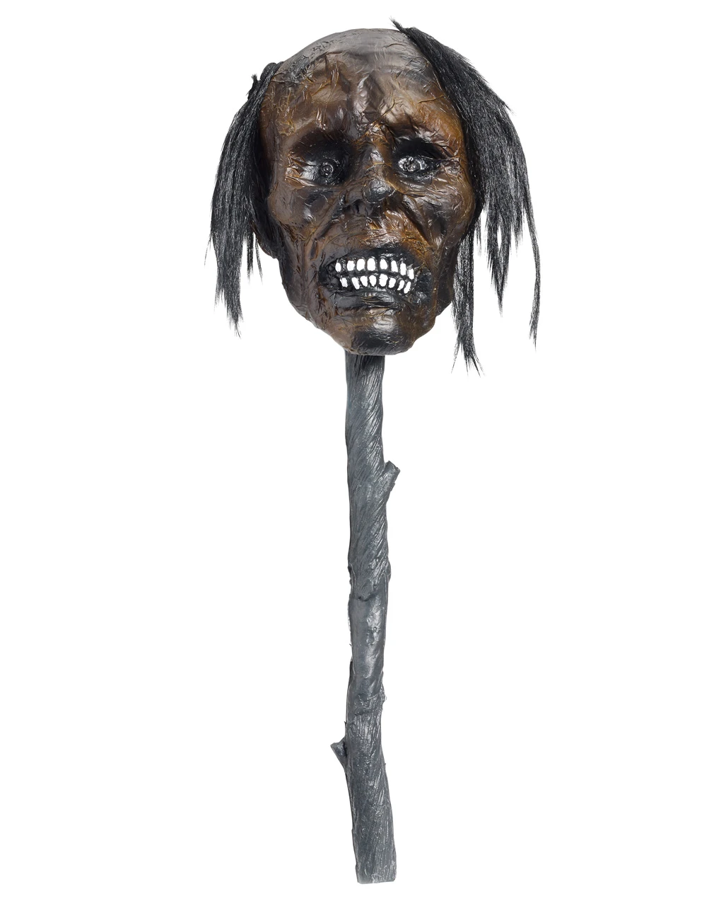 Voodoo Stab Mit Schrumpfkopf & LED Augen 1 Voodoo Stab Mit Schrumpfkopf & LED Augen