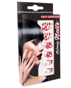 Weiße Fingernägel Mit Blutspritzer 12 St. -Cosplay-Laden weisse fingernaegel mit blutspritzern halloween fingernaegel white fingernails with bloodsplatter 36712 03