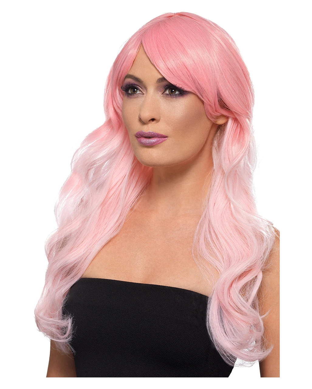 Wellige Ombre Langhaar Perücke Rosa 1 Wellige Ombre Langhaar Perücke Rosa