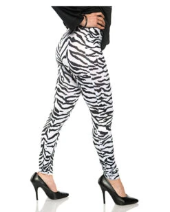 Zebra Kostüm Leggings Weiß